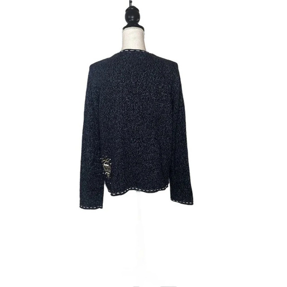 REFERENCE POINT NEW YORK BLACK & Blue HOLIDAY XMAS SWEATER CARDIGAN SIZE LARGE - Picture 4 of 8
